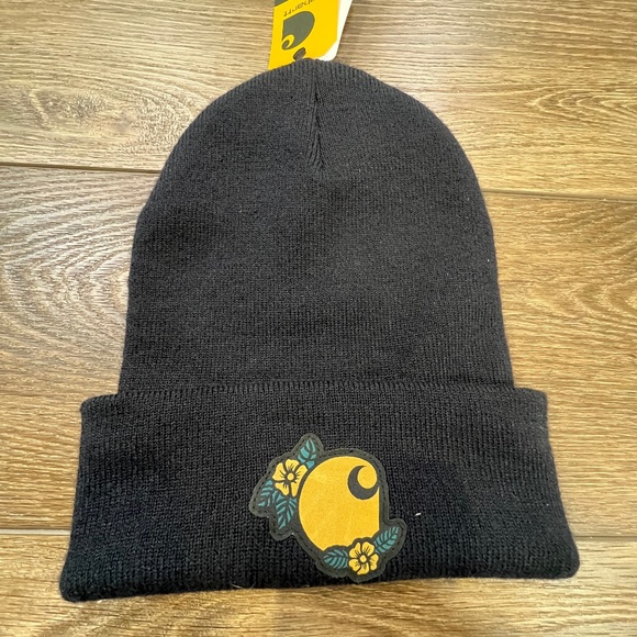 Carhartt Accessories - Carhartt Women's Navy Blue Beanie Floral Carhartt Patch NWT Winter Style